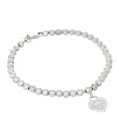 Tiffany Sterling Silver 4mm Return To Tiffany Heart Tag Bead Bracelet 1 of 3