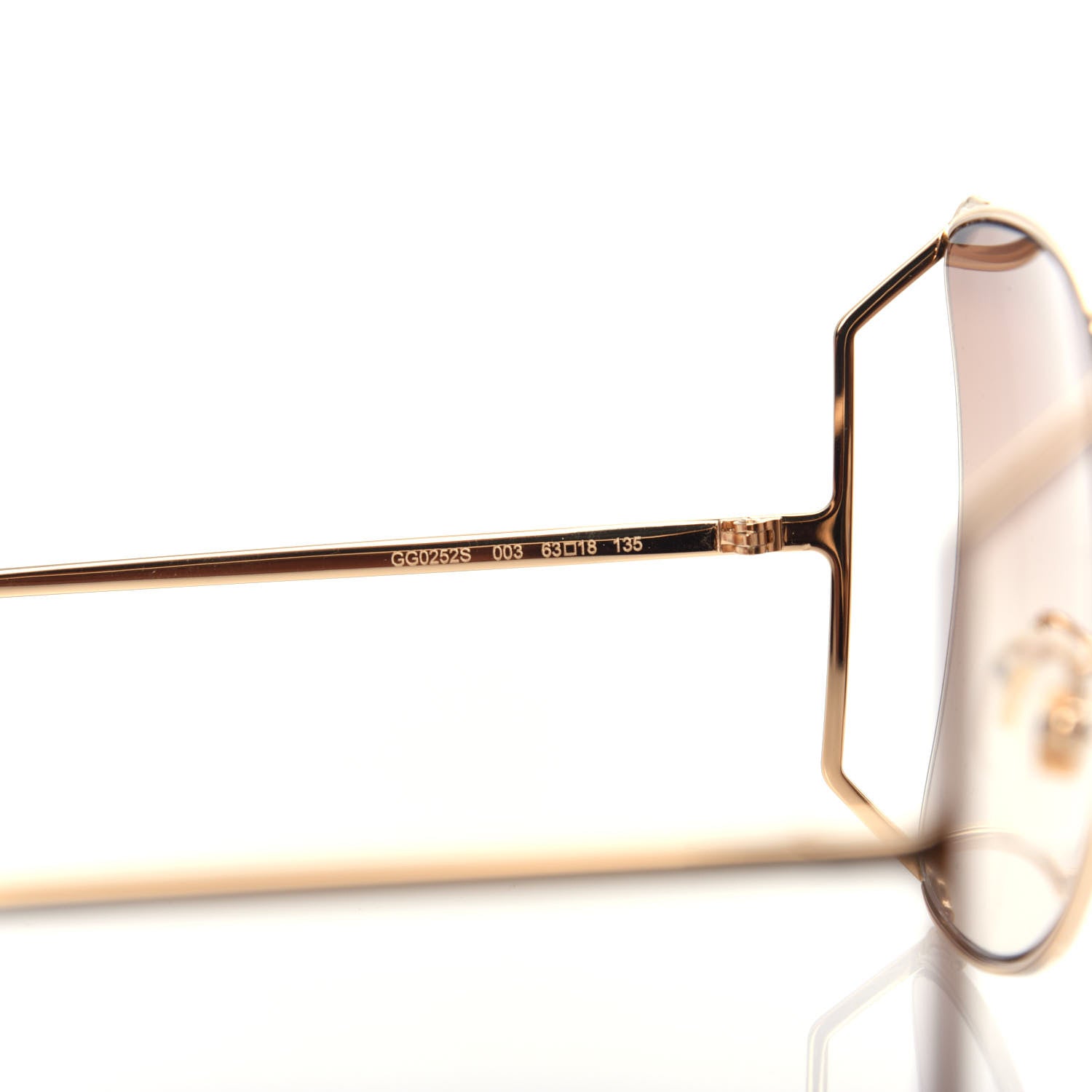 Gucci Oversized Round Sunglasses GG0252S Gold Brown 6 of 8
