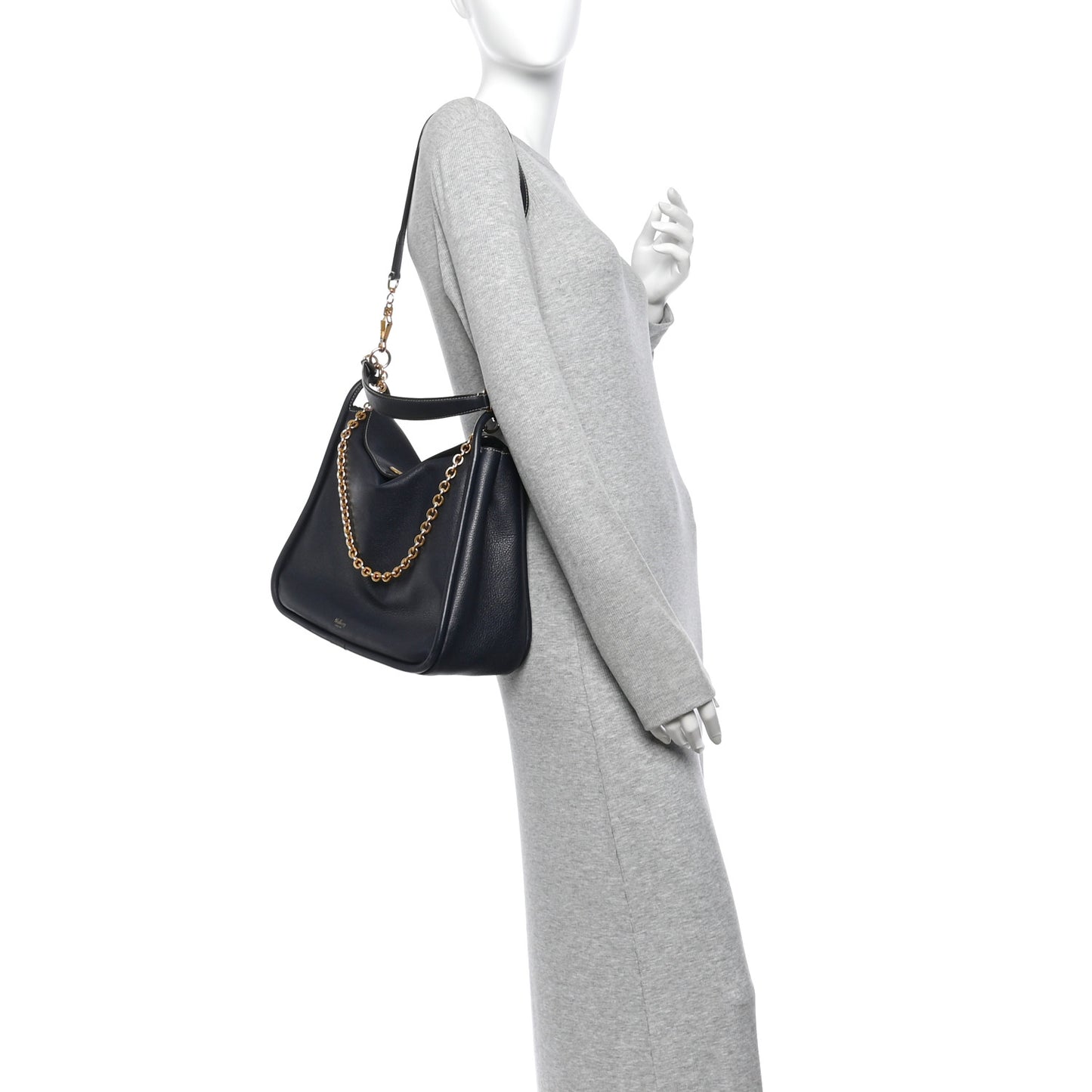 Small Classic Grain Calfskin Leighton Midnight Blue