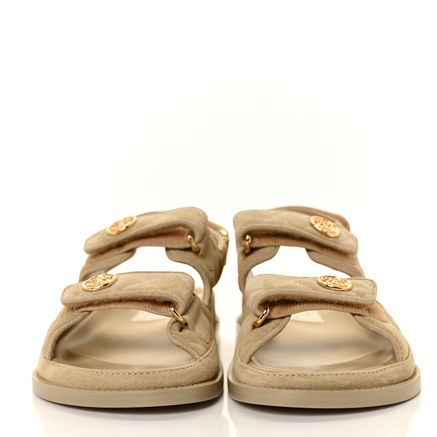 Suede Calfskin Velcro Dad Sandals 36.5 Beige