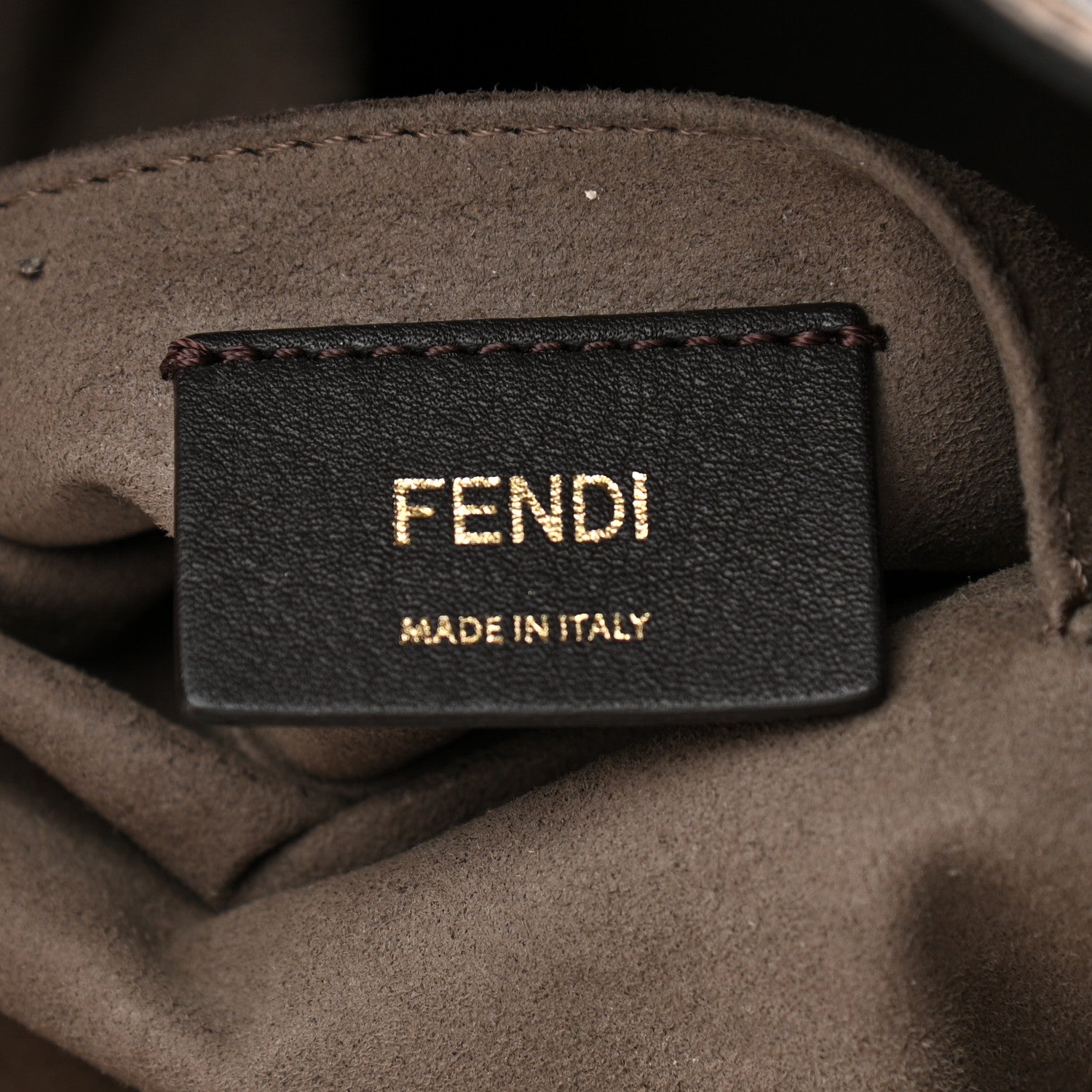 Fendi Vitello Grace F is Fendi Bi-Color FF 1974 Embossed Grande Mon Tresor Bucket Bag Maya Black Fragola 6 of 13