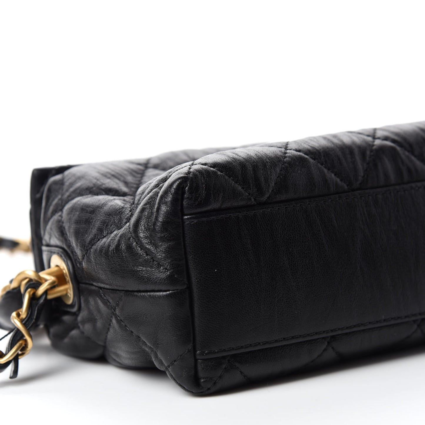 Crumpled Lambskin Quilted Small CC Links Shoulder Bag Black