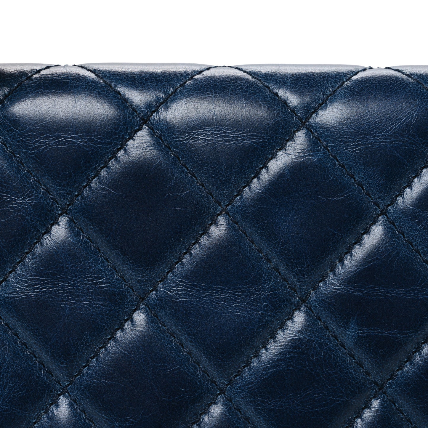 Glazed Calfskin Castle Rock Medium Flap Blue