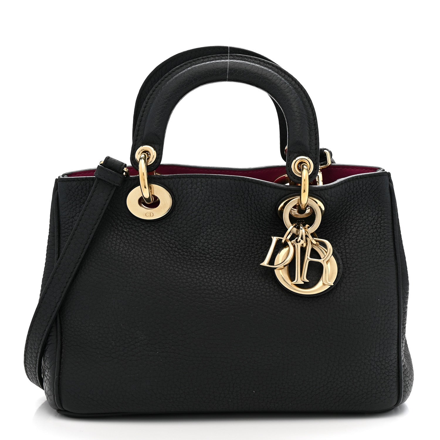 Christian Dior Bullcalf Small Diorissimo Tote Black Rose Indien 1 of 12