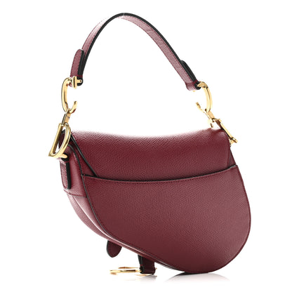 Christian Dior Grained Calfskin Mini Saddle Bag Red 3 of 9