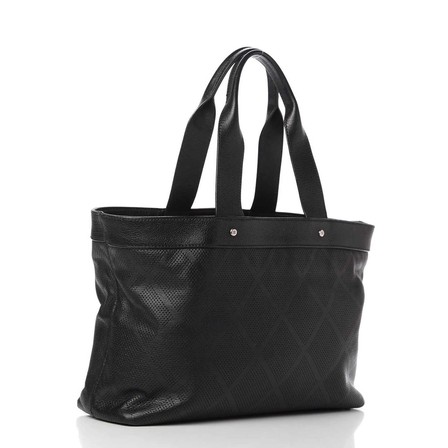 Goatskin Perforated Large CC Tote Black