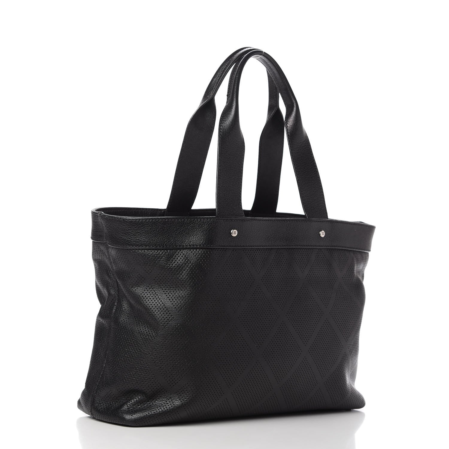 Chanel Goatskin Perforated Large CC Tote Black 3 of 10