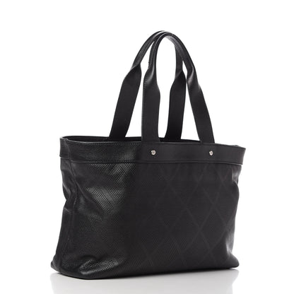 Chanel Goatskin Perforated Large CC Tote Black 3 of 10