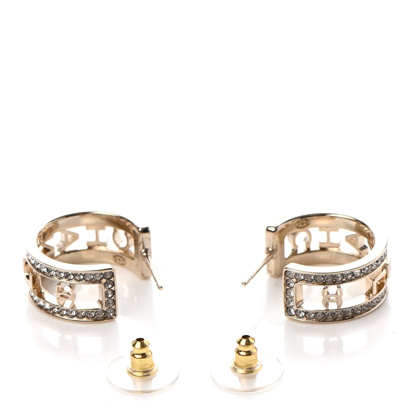 Metal Crystal Bow-tiful CC Hoop Earrings Gold