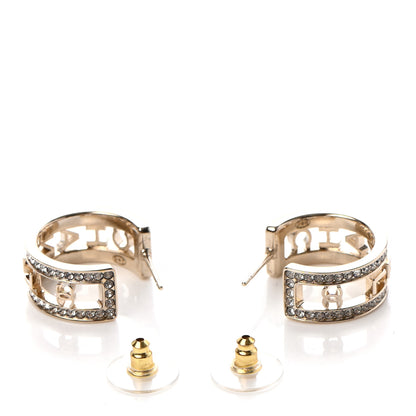 Chanel Metal Crystal Bow-tiful CC Hoop Earrings Gold 3 of 4