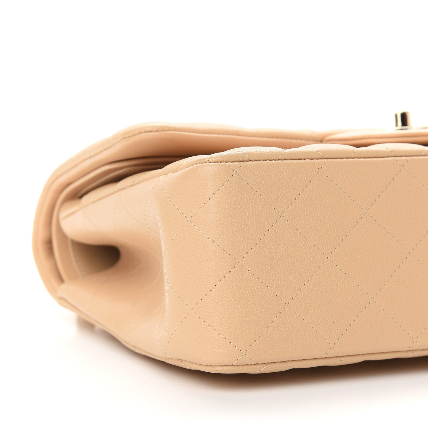 Caviar Quilted Jumbo Double Flap Beige Clair