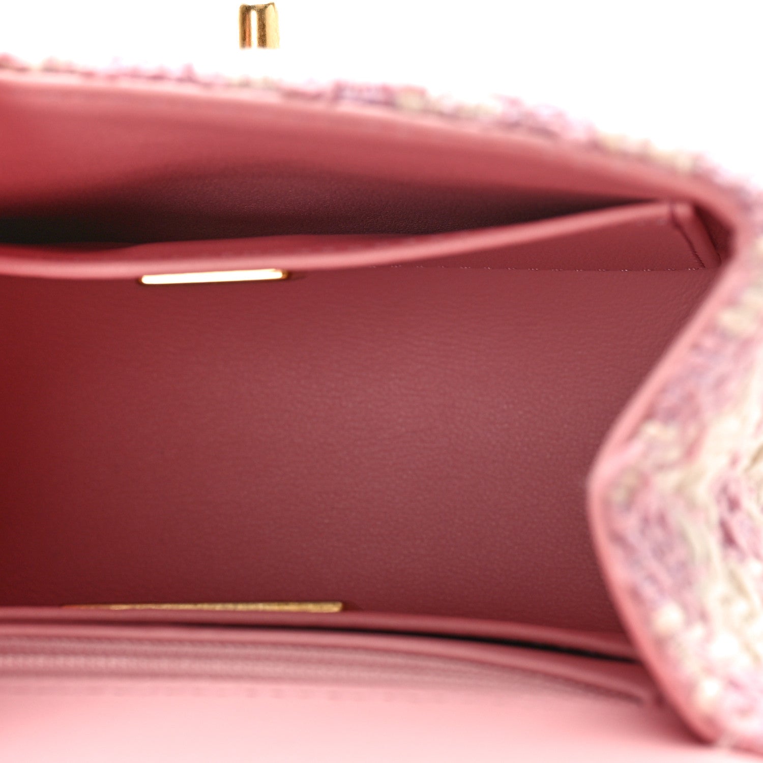Chanel Tweed Handle Crush Top Handle Flap Bag Pink Ecru 4 of 9