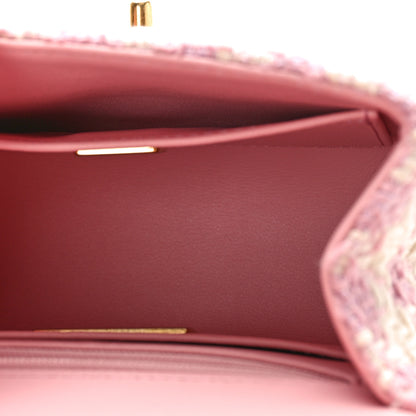 Chanel Tweed Handle Crush Top Handle Flap Bag Pink Ecru 4 of 9