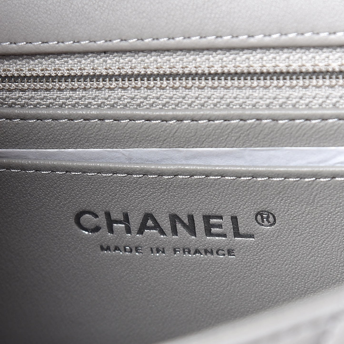 Lambskin Quilted Mini Rectangular Flap Grey