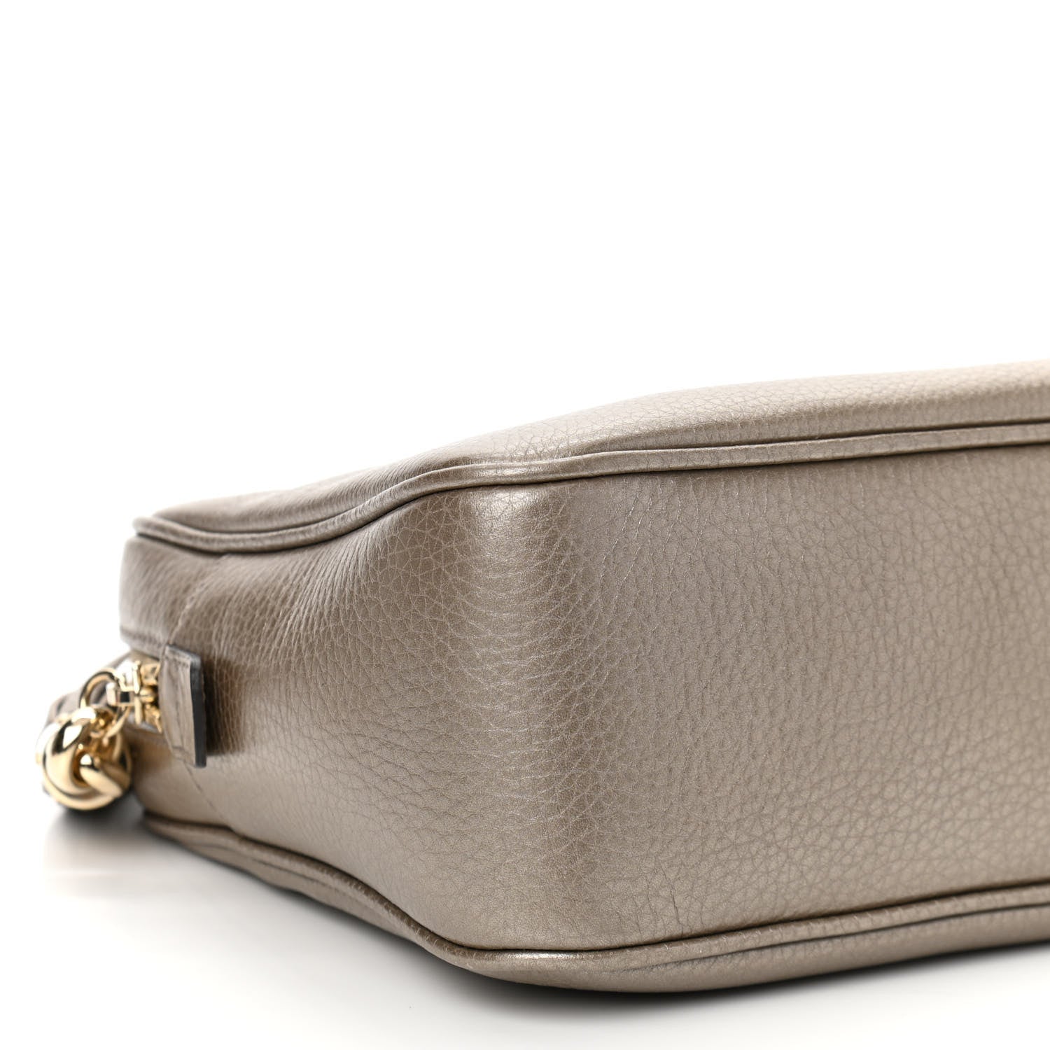 Gucci Metallic Pebbled Calfskin Small Soho Bowler Golden Beige 9 of 10