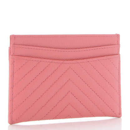 Chanel Caviar Chevron Quilted Card Holder Pink 3 of 9