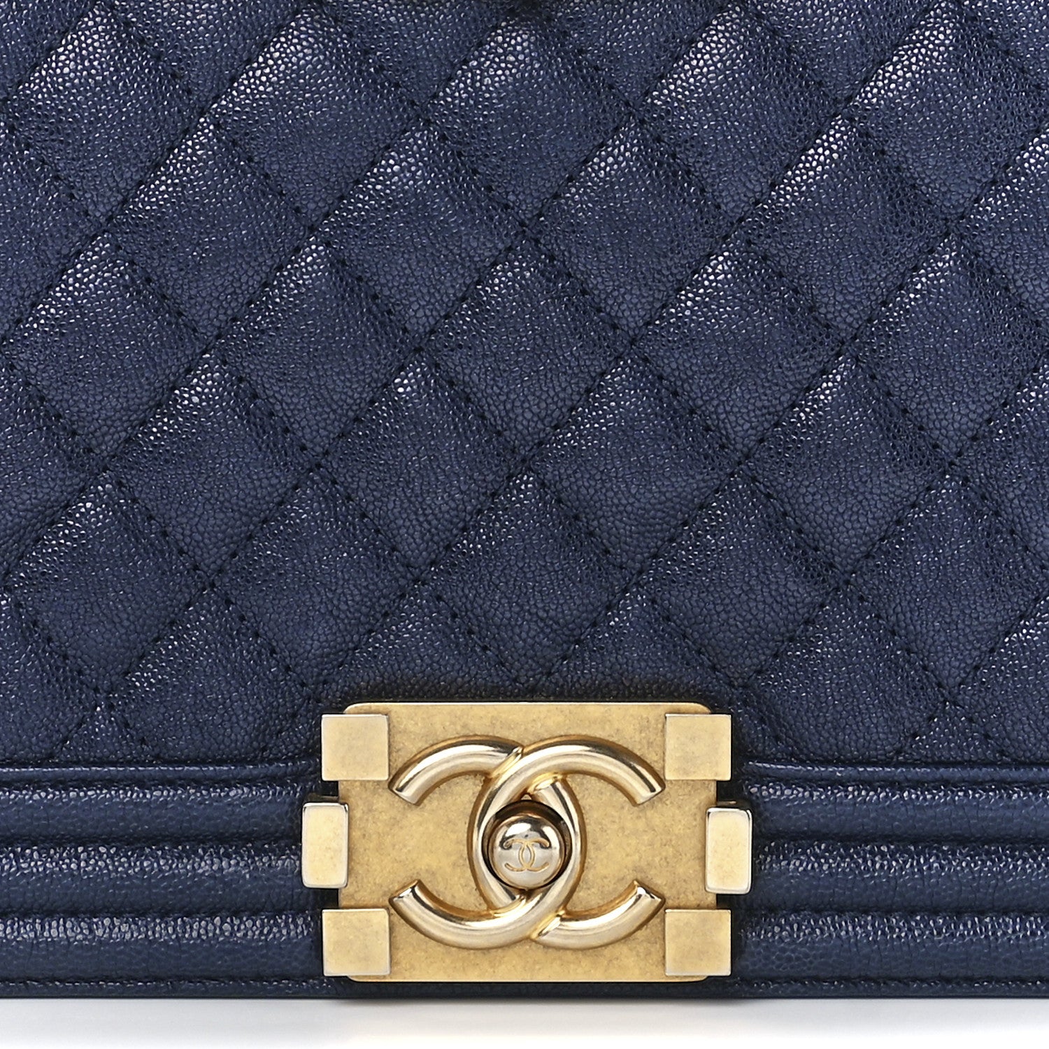 Chanel Caviar Quilted Medium Boy Flap Dark Navy Blue 8 of 11