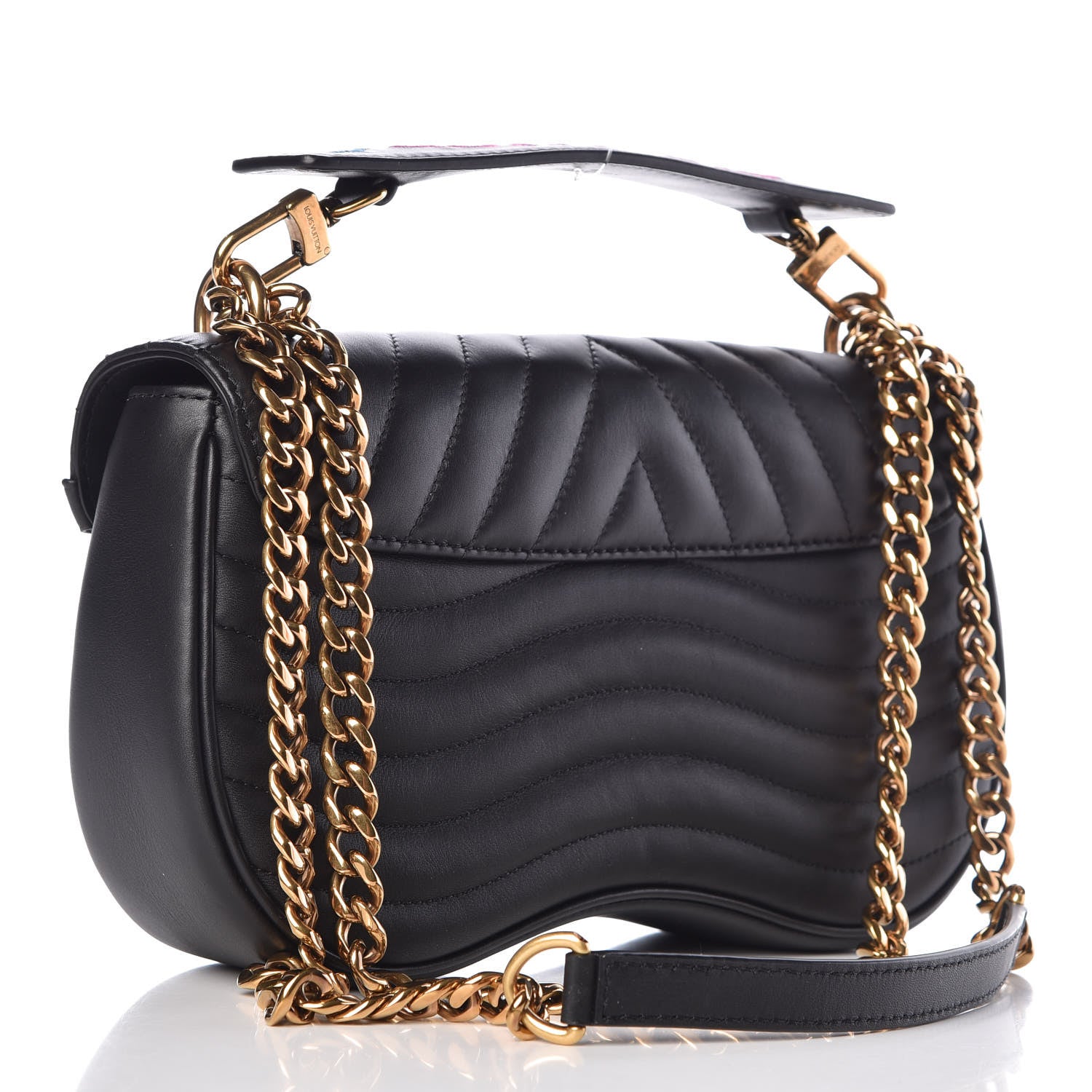 Louis Vuitton Calfskin Embroidered New Wave Chain MM Black 3 of 11