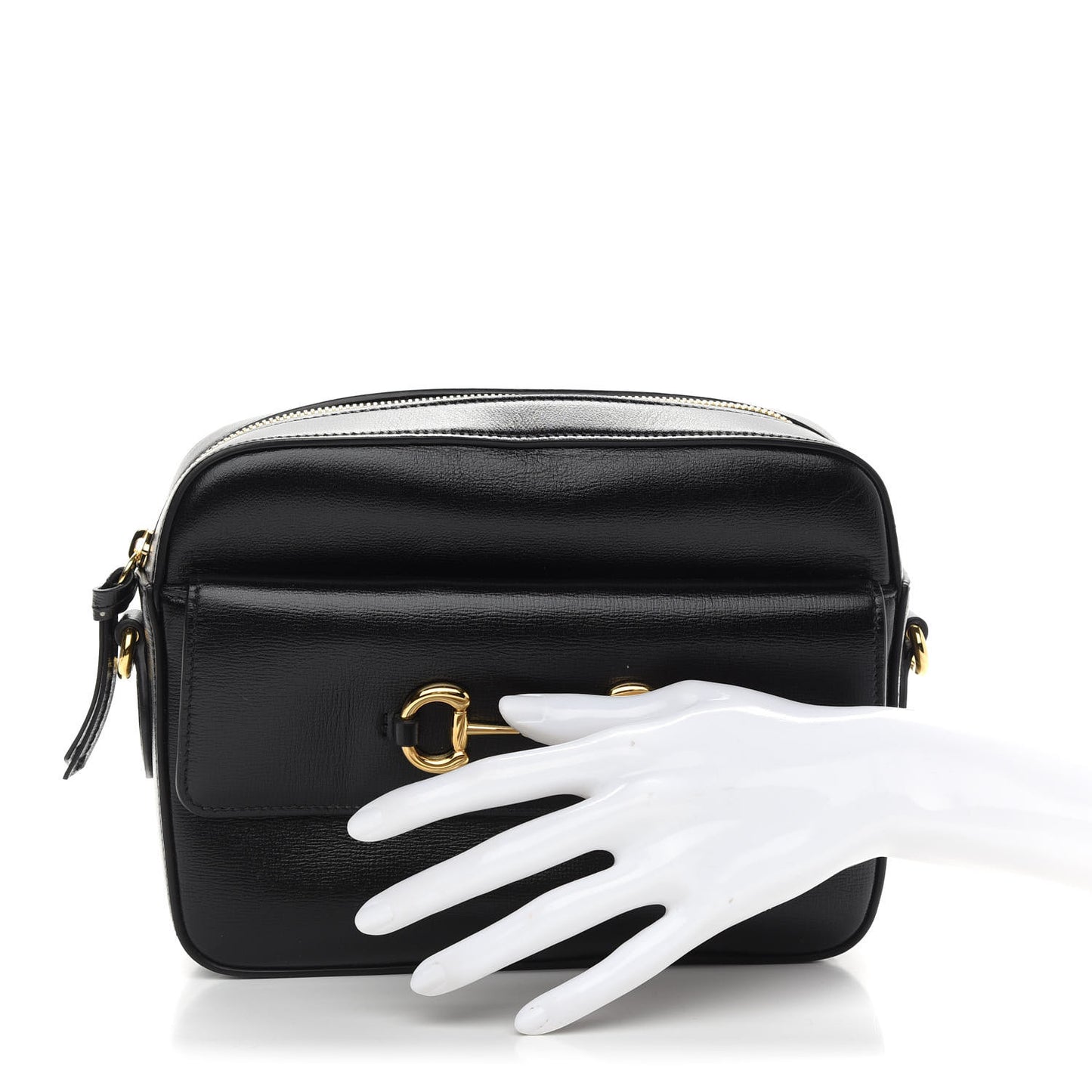 Textured Calfskin Small Horsebit 1955 Shoulder Bag Black