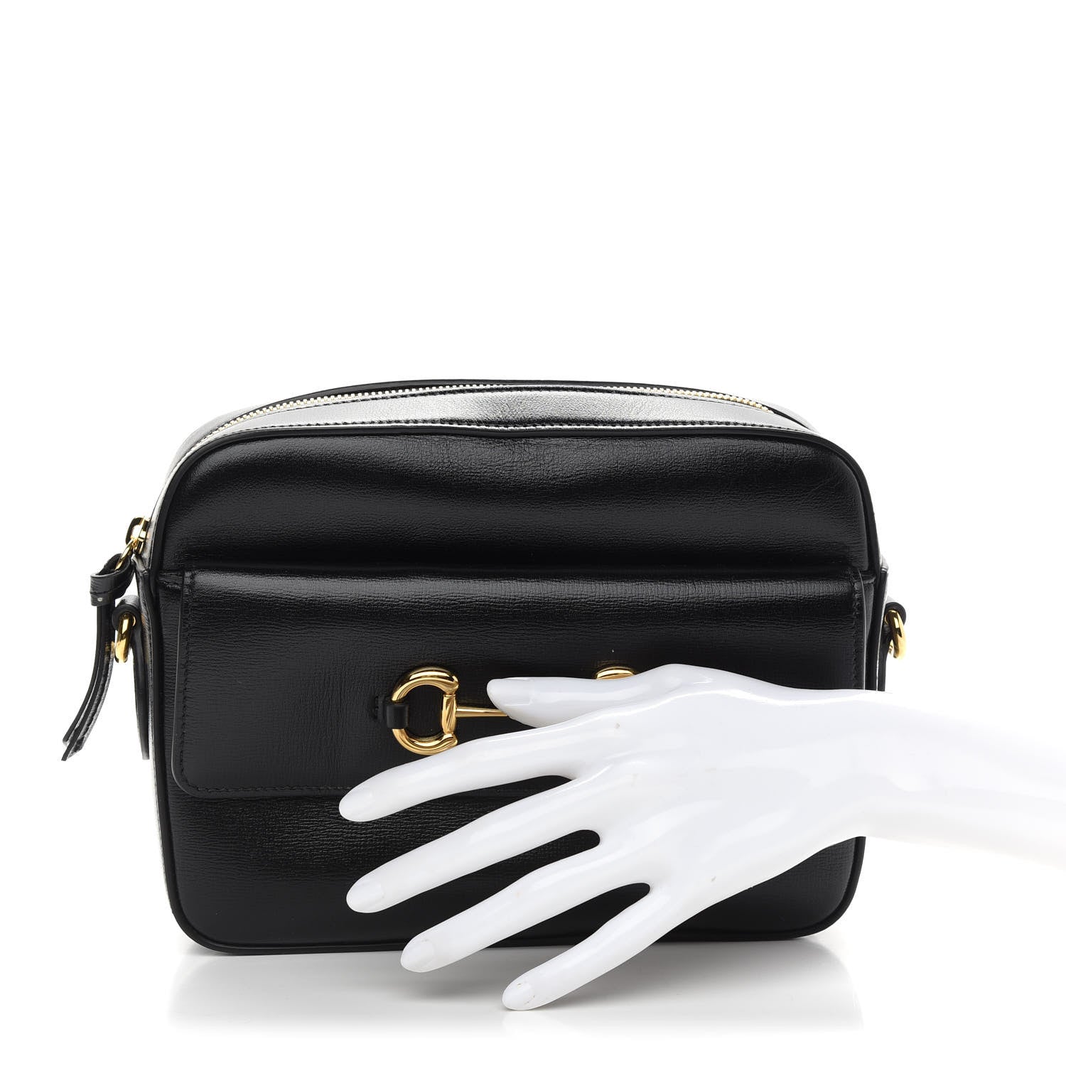 Gucci Textured Calfskin Small Horsebit 1955 Shoulder Bag Black 2 of 14