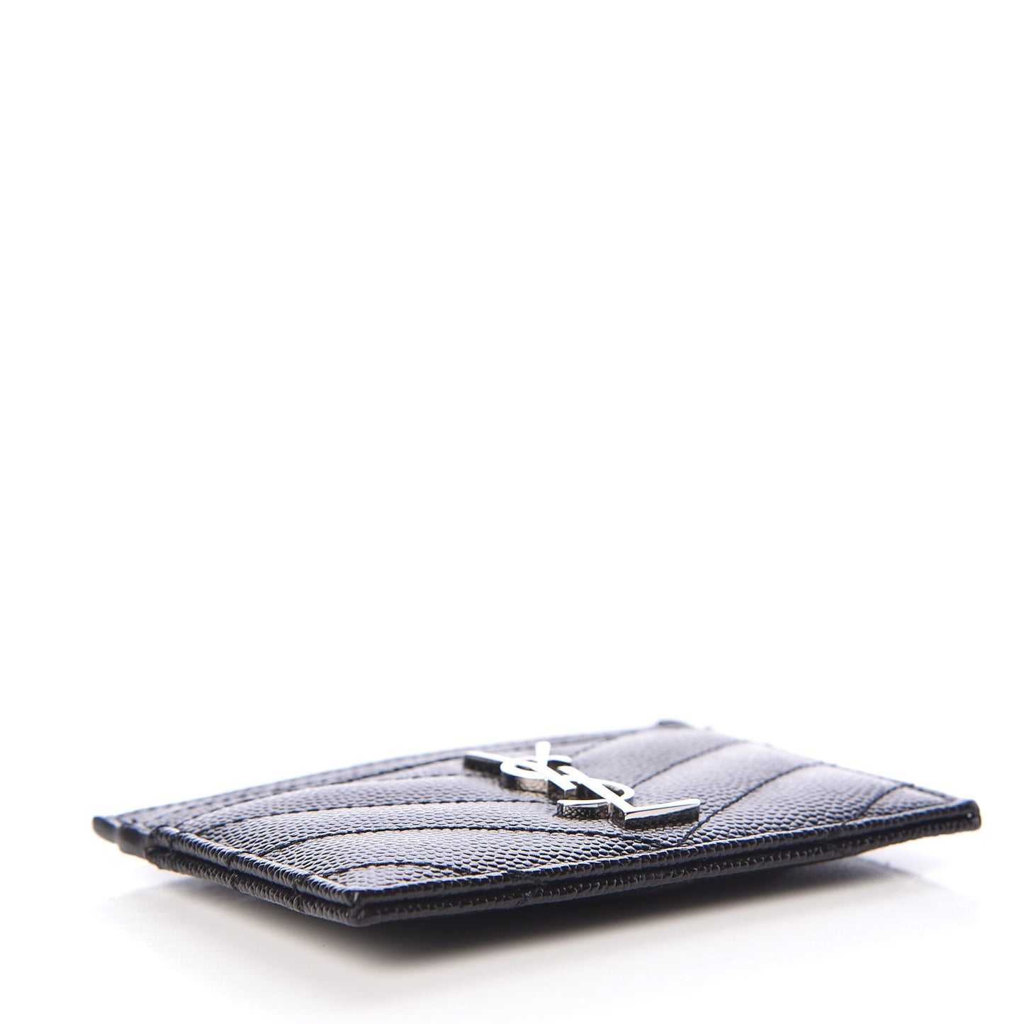 Grain De Poudre Matelasse Chevron Monogram Credit Card Case Black