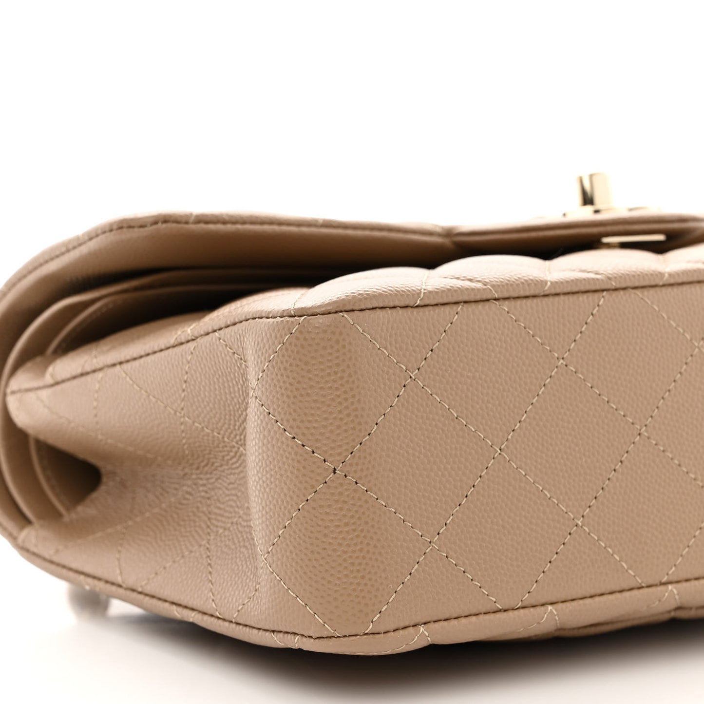 Caviar Quilted Small Double Flap Dark Beige
