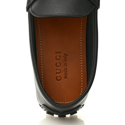 Gucci Soft Clove Calfskin Mens Horsebit Driver Loafers 9 Black 7 of 10