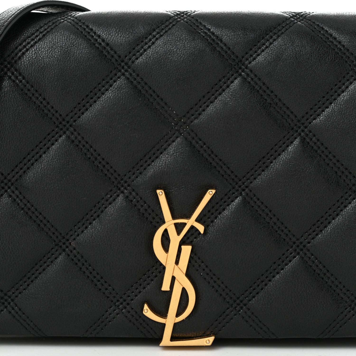 Saint Laurent Lambskin Diamond Quilted Becky Chain Wallet Black 8 of 10