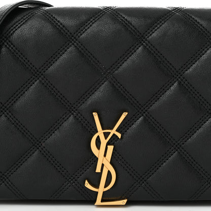 Saint Laurent Lambskin Diamond Quilted Becky Chain Wallet Black 8 of 10
