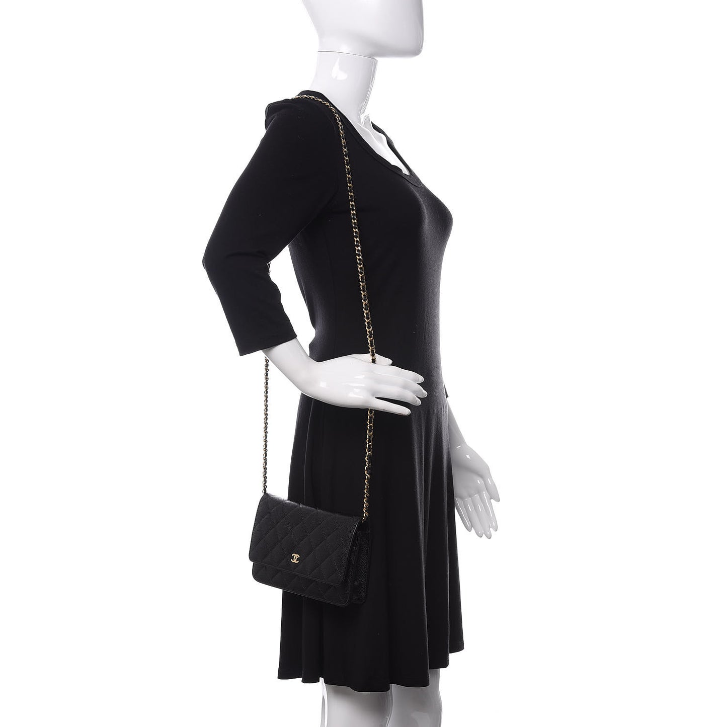 Caviar Quilted Wallet On Chain WOC Black