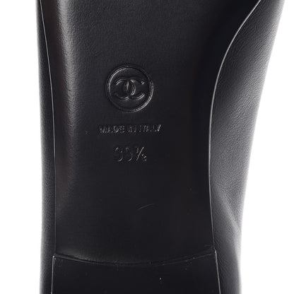 Chanel Calfskin Metallic Goatskin CC Cap Toe Ballerina Flats 39.5 Black Silver 6 of 8