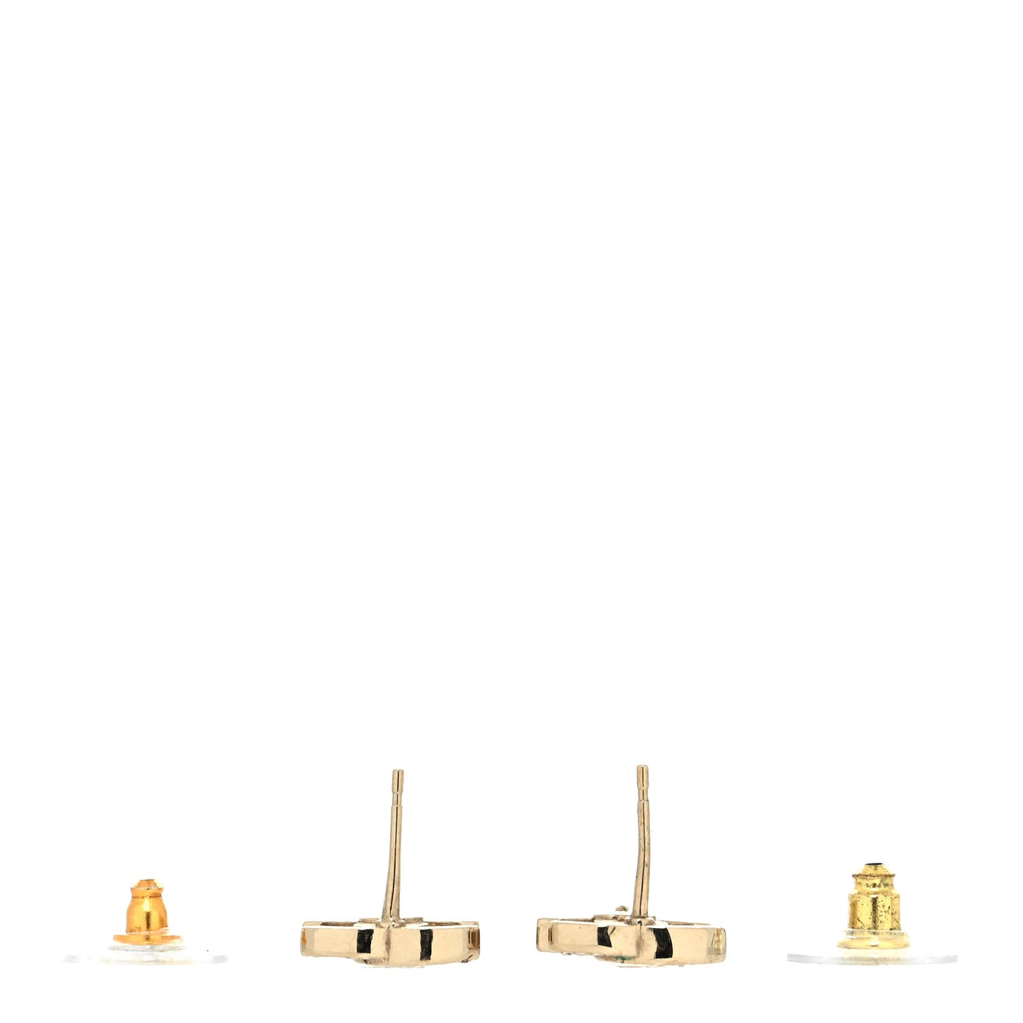 Metal Crystal CC Chain Cuff Earrings Gold