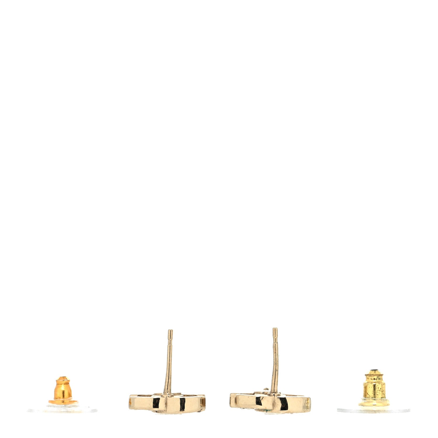 Chanel Metal Crystal CC Chain Cuff Earrings Gold 3 of 4