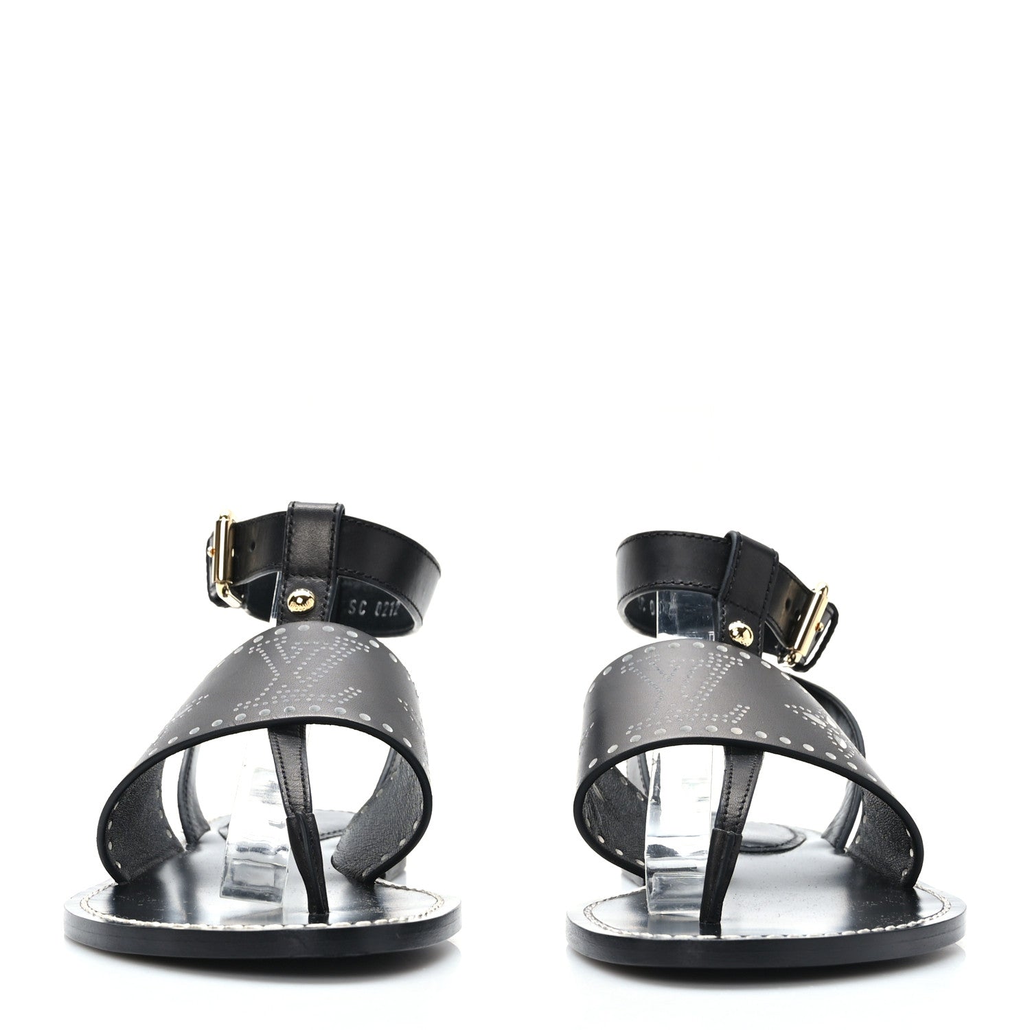 Louis Vuitton Soft Calfskin Perforated Horizon Flat Sandals 37 Black 2 of 8
