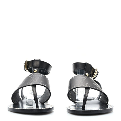 Louis Vuitton Soft Calfskin Perforated Horizon Flat Sandals 37 Black 2 of 8