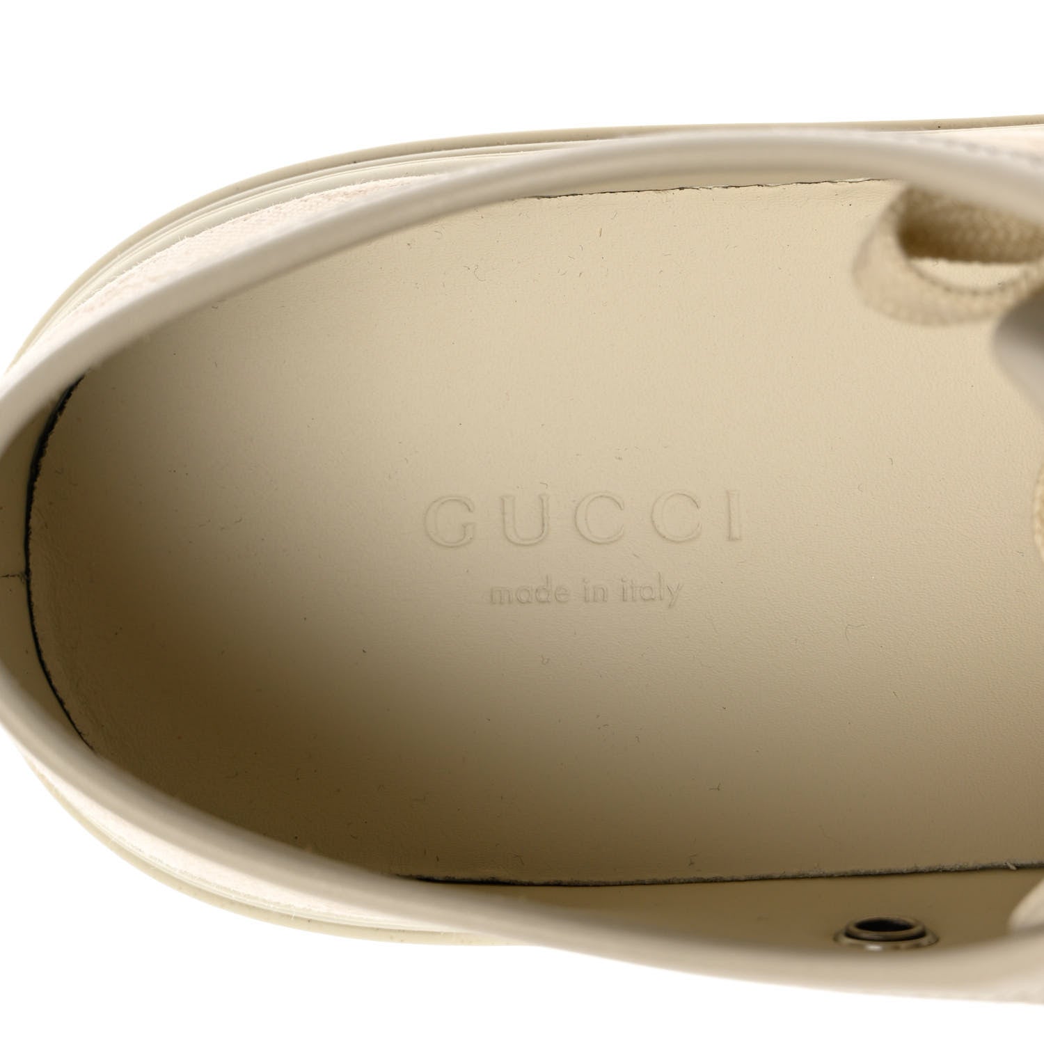Gucci Washed Cotton GG Monogram Calfskin Womens Low Top Sneakers 40 White Mystic White Great White 10 of 18