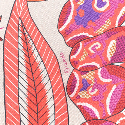 Hermes Silk Flowers of South Africa Scarf 140 Mastic Fuchsia Rouge 5 of 6