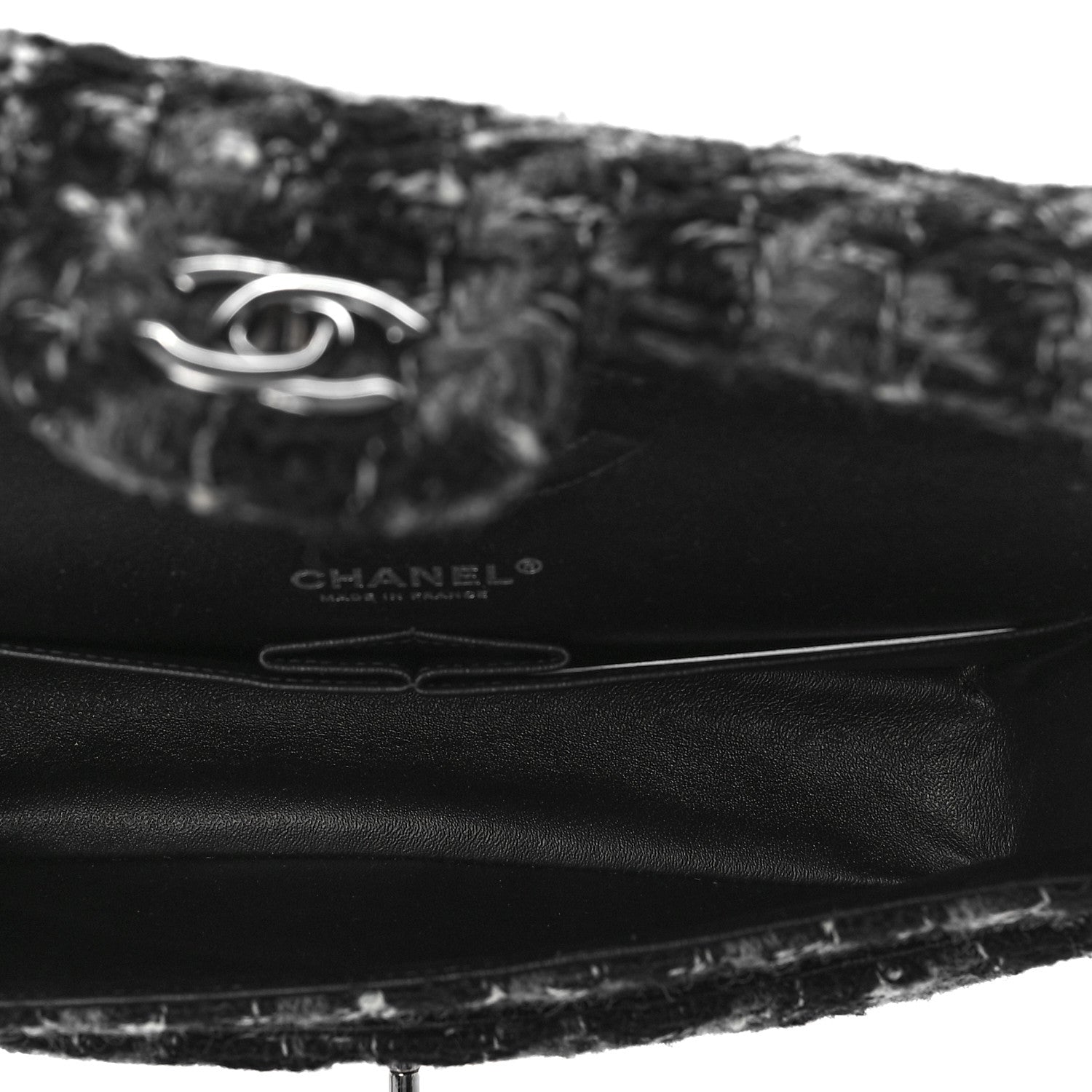 Chanel Tweed Medium Double Flap Black Grey 5 of 9