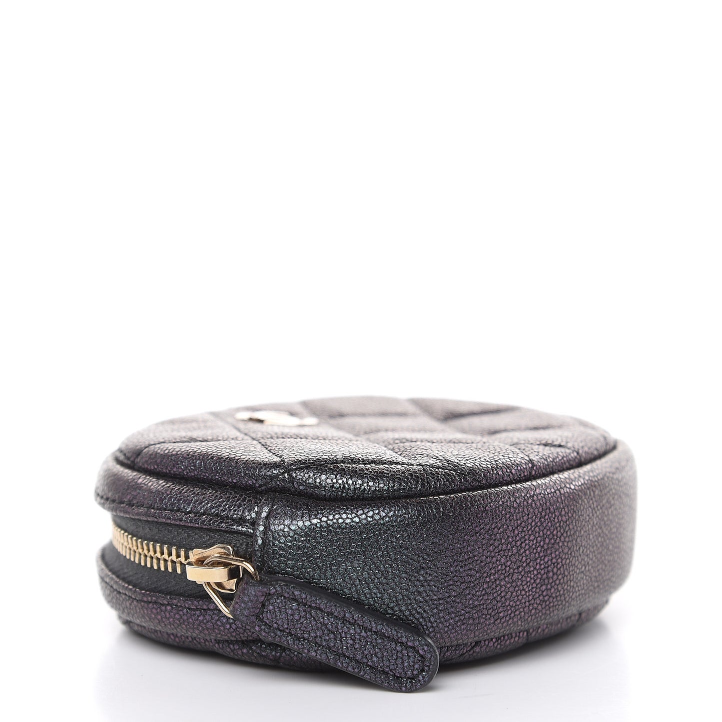 Iridescent Caviar Quilted Zip Around Classic Coin Purse Black