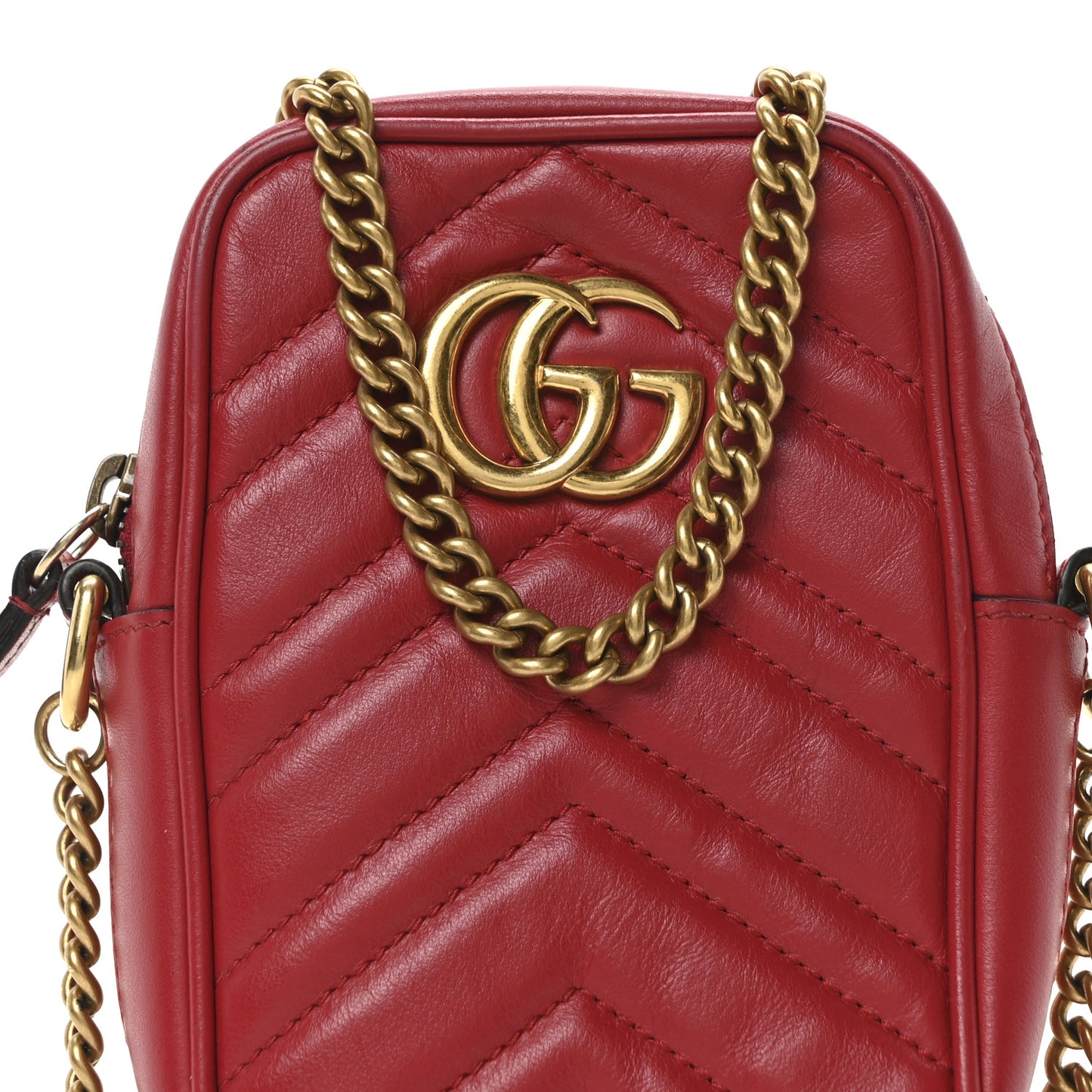 Calfskin Matelasse Mini GG Marmont Crossbody Bag Hibiscus Red