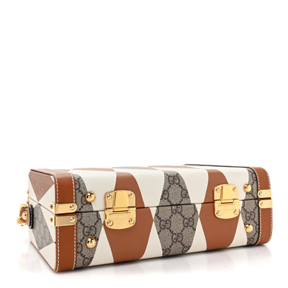 Gucci GG Supreme Monogram Boarded Dyana Calfskin Rhombus Print Savoy Top Handle Beauty Case Beige Ebony Mystic White Hazel Brown 4 of 8