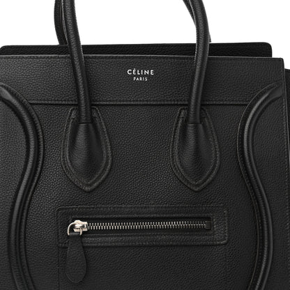 Celine Drummed Calfskin Micro Luggage Black 8 of 12