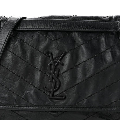 Saint Laurent Crinkled Calfskin Matelasse Monogram Medium Niki Chain Satchel Black 8 of 11