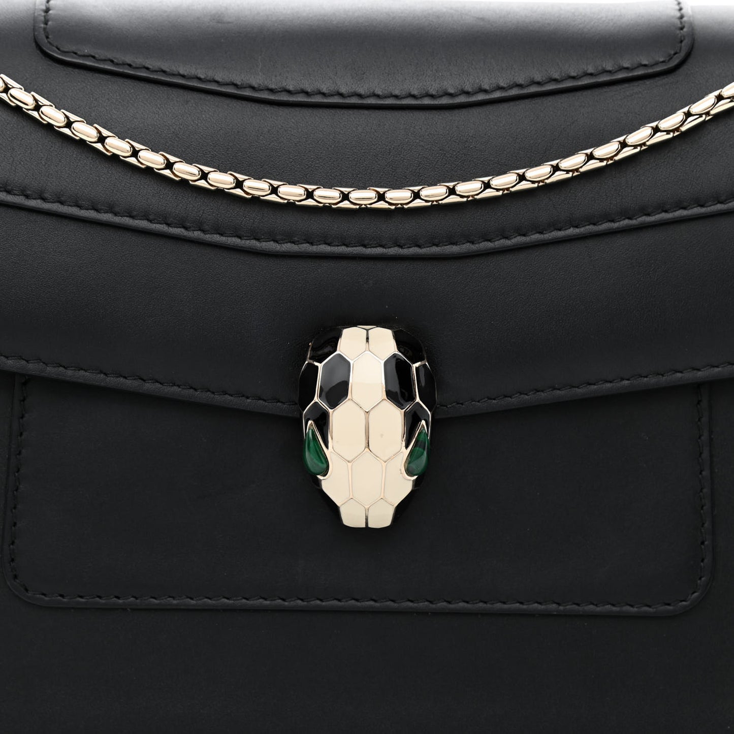 Calfskin Serpenti Forever Shoulder Bag Black