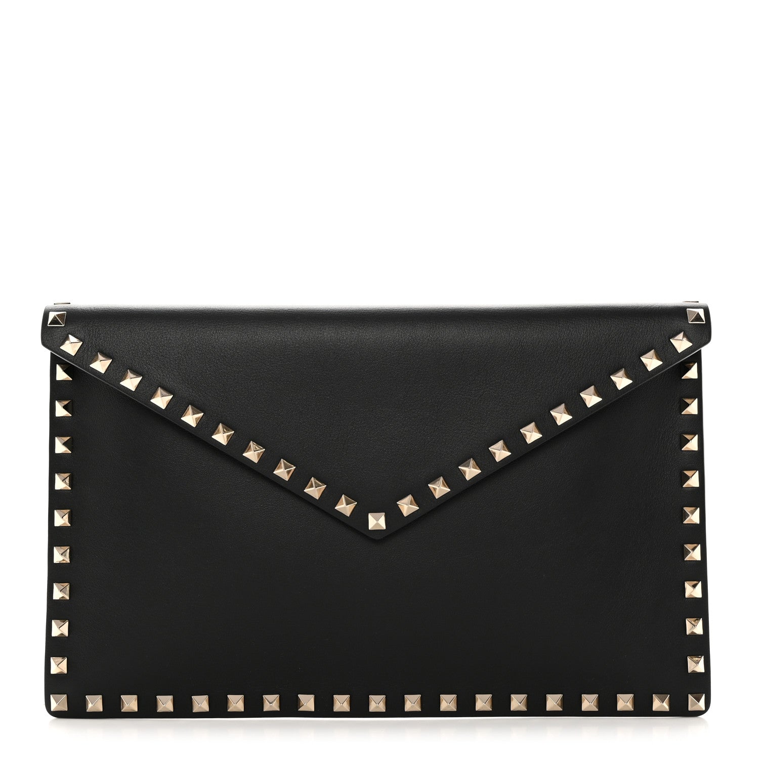 Valentino Garavani Vitello Large Rockstud Envelope Clutch Black 1 of 8