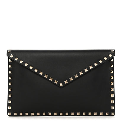 Valentino Garavani Vitello Large Rockstud Envelope Clutch Black 1 of 8