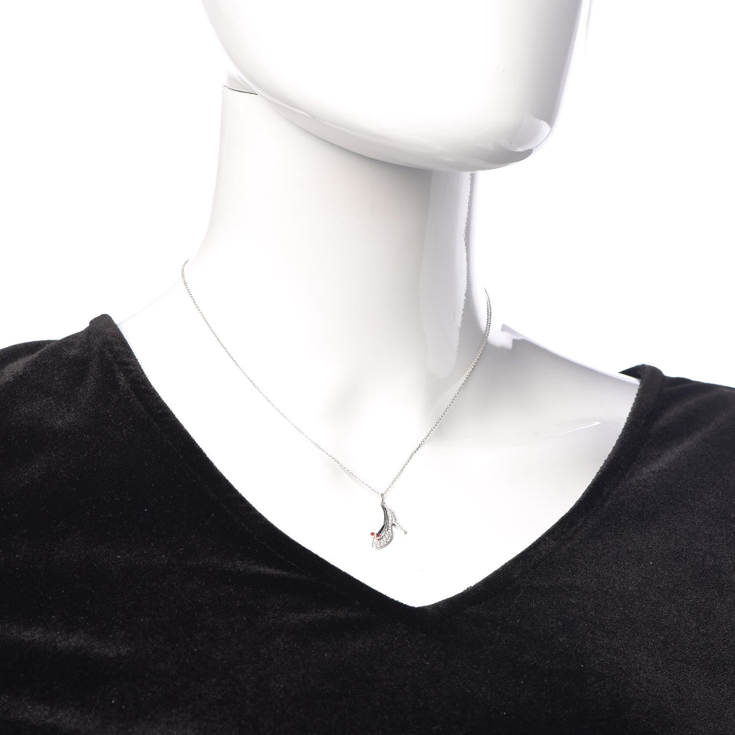 Tiffany Platinum Diamond High Heel Stiletto Shoe Pendant Necklace 2 of 8