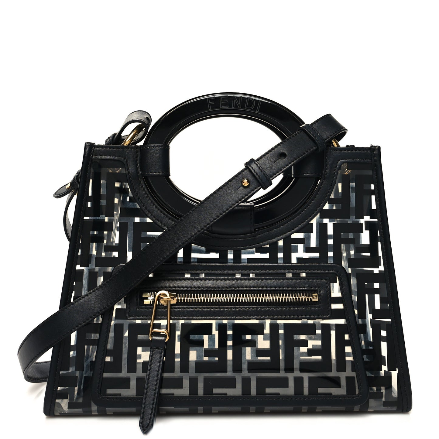 TPU FF Vitello Century Plexiglass Small Runaway Shopper Tote Black