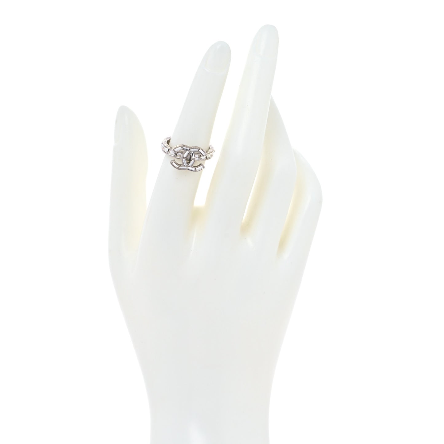Crystal Baguette CC Ring 6 Silver