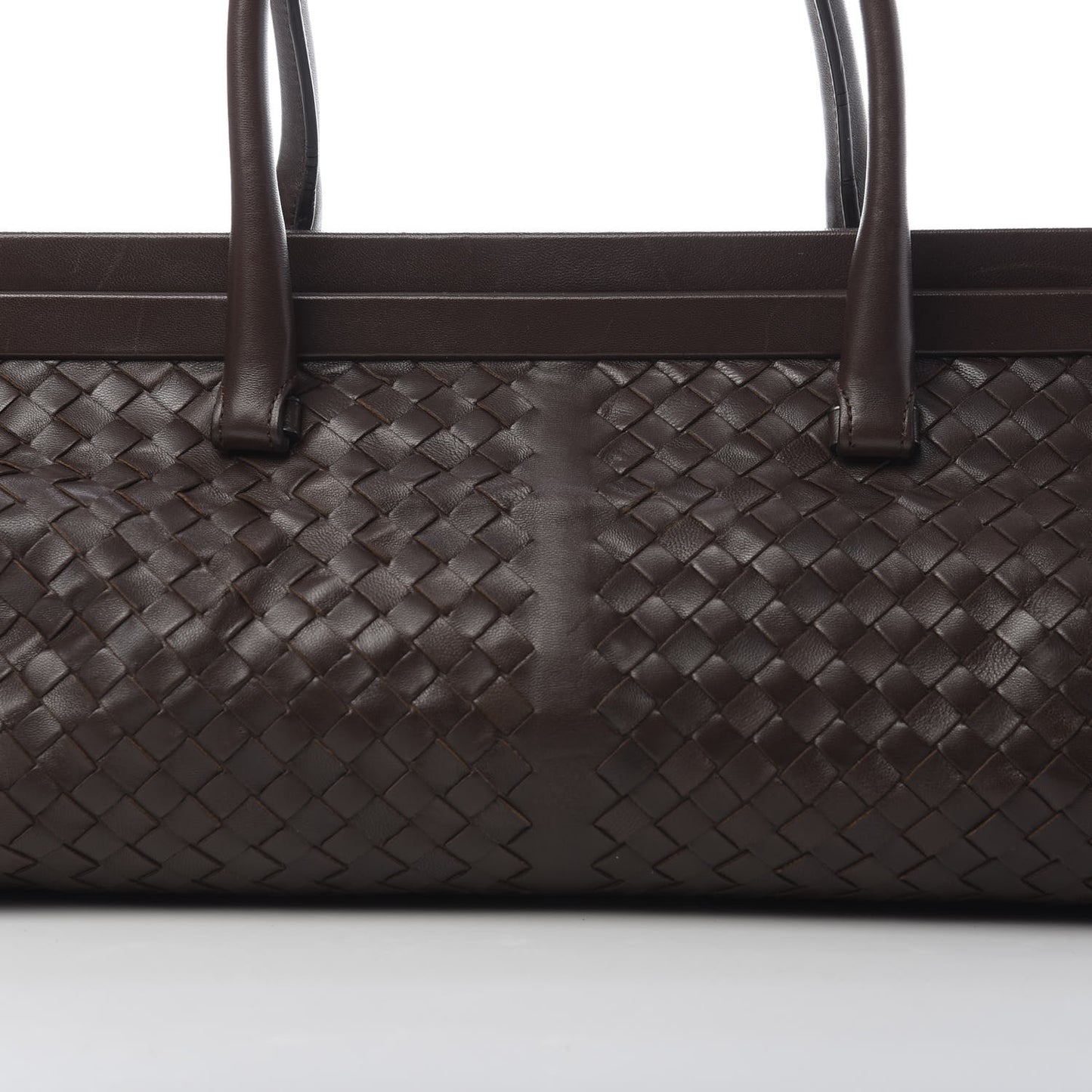 Nappa Intrecciato Frame Shoulder Bag Ebano